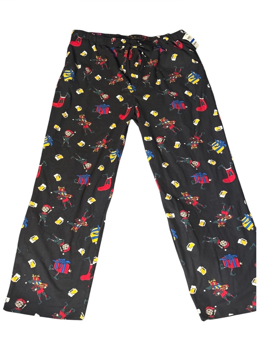 Club Room Black Celebrating Christmas Elf Print Men’s Pajama Felt Pants SZ XL